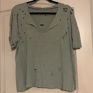 Distressed green tee